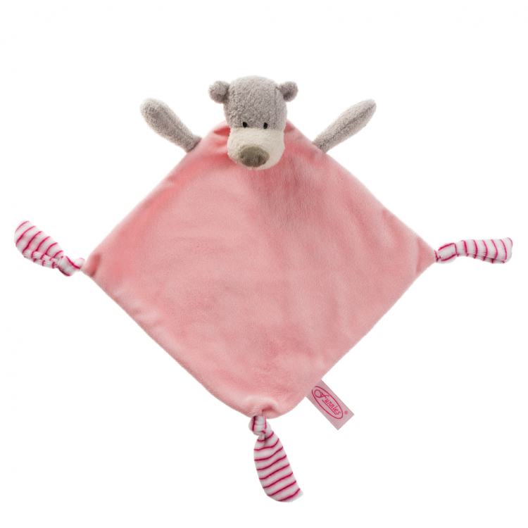 Beer tutdoekje – roze, 35 x 35 CM. Met Naam & Geboortedatum