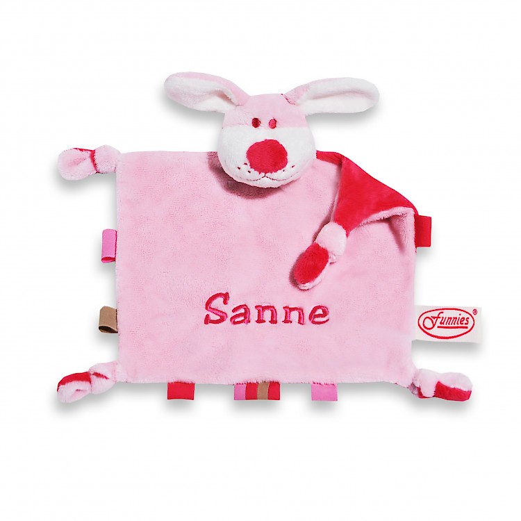 Hond Tutpoppetje roze, 18 x 20 CM. Met Naam & Geboortedatum
