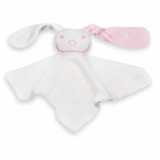 Tutpoppetje ecru met roze oor, 23 x 23 cm. Met Naam & Geboortedatum